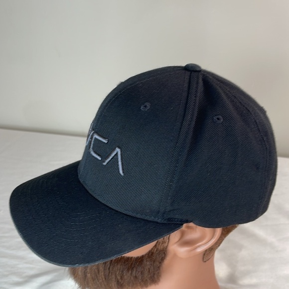 RVCA Wool Blend Mid Fit Embroidered Snap Back Cap Hat Black Grey One Size - Picture 4 of 9